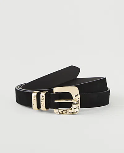 Ann Taylor Suede Square Buckle Belt In Black
