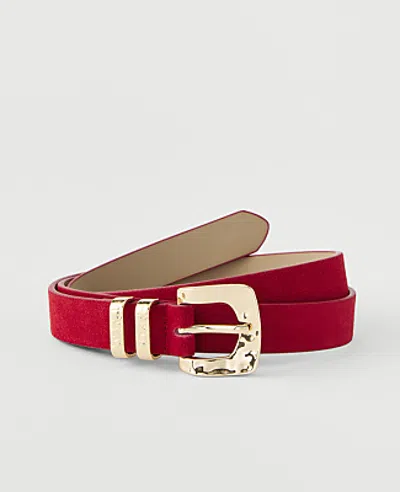 Ann Taylor Suede Square Buckle Belt In Red