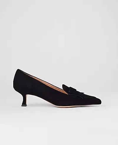 Ann Taylor Suede Tapered Heel Kiltie Pump In Black