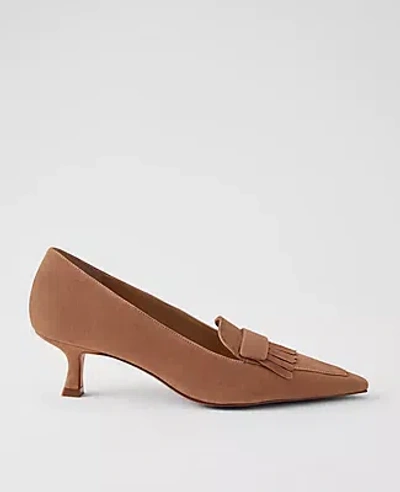 Ann Taylor Suede Tapered Heel Kiltie Pump In Brown