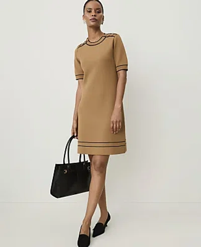 Ann Taylor Sweater Mini Shift Dress In Pecan