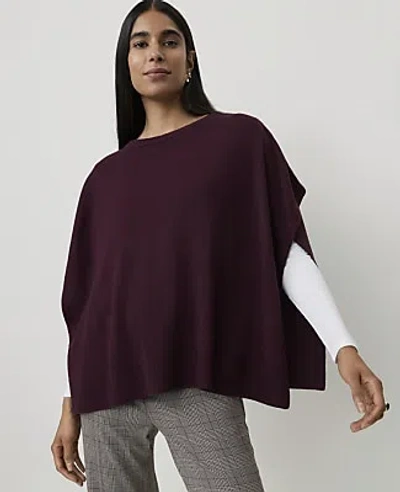 Ann Taylor Sweater Poncho In Purest Plum