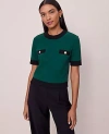 Ann Taylor Sweater Trim Top In Green
