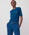 Ann Taylor Sweater Trim Top In Sea Storm