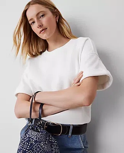 Ann Taylor Sweatshirt Top In White