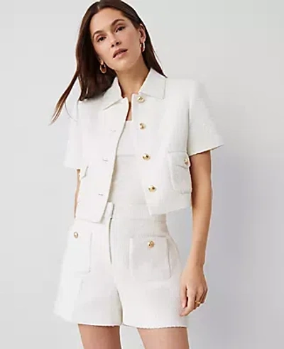 Ann Taylor Petite Tailored Tweed Jacket In White