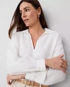 Ann Taylor Tall Collared Popover Top In White