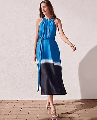 Ann Taylor Tall Striped Midi Halter Pocket Dress In Santorini