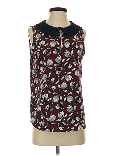 Pre-owned Ann Taylor Tank Top Burgundy Collared Neckline Tops