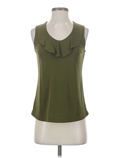 Pre-owned Ann Taylor Tank Top Green Ruffles Neckline Tops