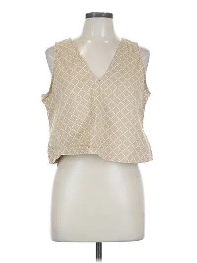 Pre-owned Ann Taylor Tank Top Tan Plunge Neckline Tops In Brown