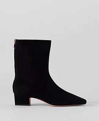Ann Taylor Tapered Heel Suede Bootie In Black