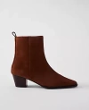 Ann Taylor Tapered Heel Suede Bootie In Brown