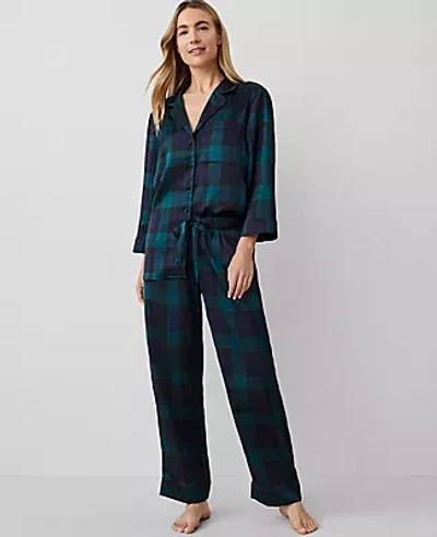 Ann Taylor Tartan Pajama Set In Rainforest