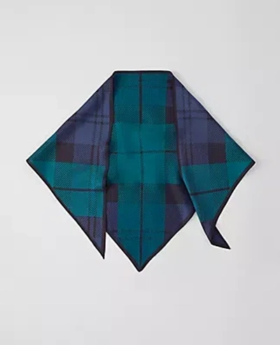Ann Taylor Tartan Triangle Silk Scarf In Rainforest