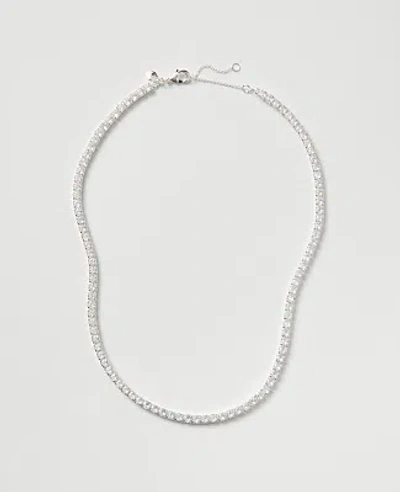 Ann Taylor Tennis Necklace In Silvertone