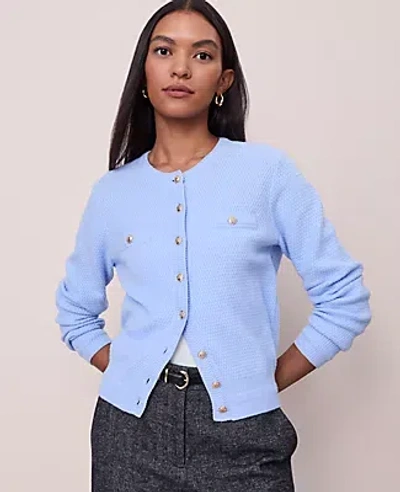 Ann Taylor Textured Cardigan In Blue