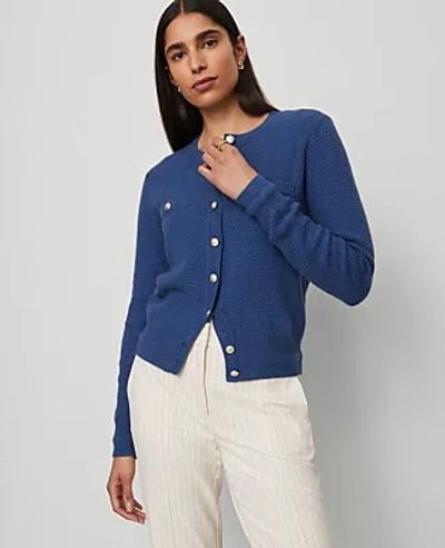 Ann Taylor Textured Cardigan In Blue