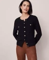 Ann Taylor Textured Cardigan In Burgundy