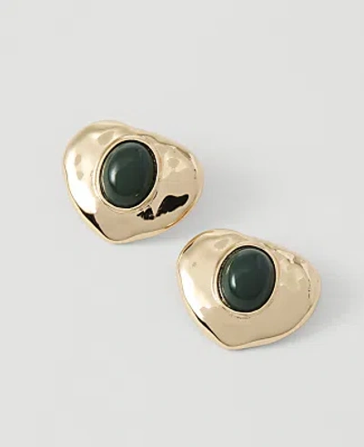 Ann Taylor Textured Heart Stone Stud Earrings In Goldtone