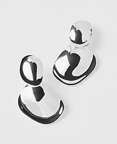 Ann Taylor Textured Metal Double Drop Earrings In Metallic