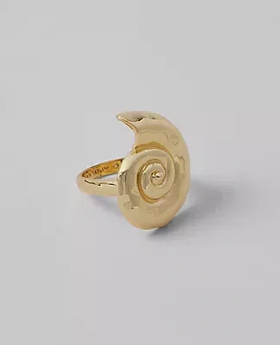 Ann Taylor Textured Metal Shell Ring In Goldtone