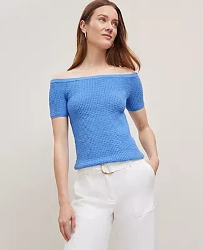 Ann Taylor Textured Off-the-shoulder Sweater In Maritime Blue