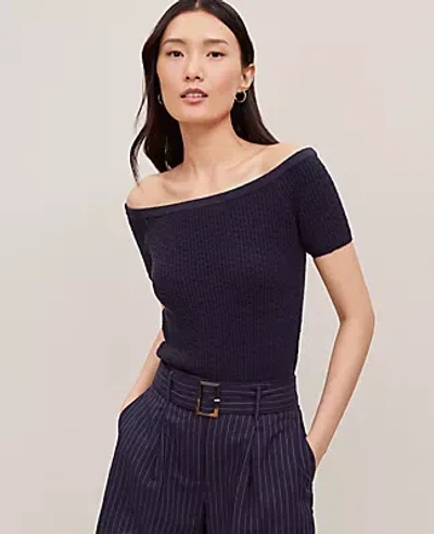 Ann Taylor Textured Off-the-shoulder Sweater In Night Sky