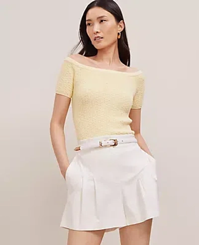 Ann Taylor Textured Off-the-shoulder Sweater In Yellow Buttercream