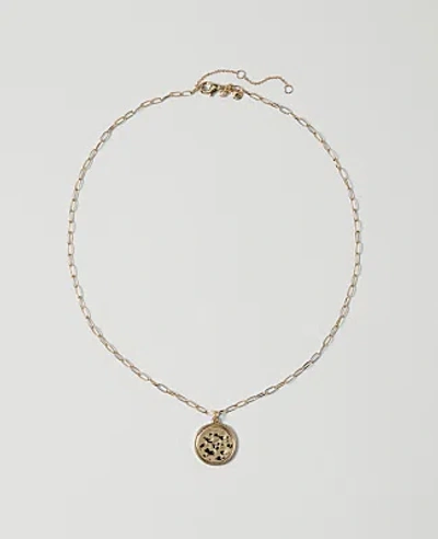 Ann Taylor Textured Pendant Necklace In Goldtone