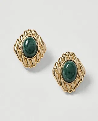 Ann Taylor Textured Square Stone Stud Earrings In Goldtone