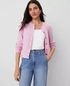 Ann Taylor Textured Stitch Ann Cardigan In Clean Lilac