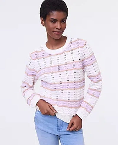 Ann Taylor Textured Stitch Striped Sweater In Multi