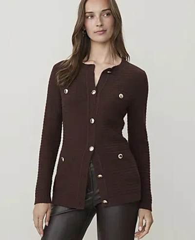 Ann Taylor Textured Stitch Sweater Jacket In French Mocha