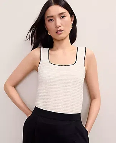 Ann Taylor Textured Stitch Sweater Shell Top In White