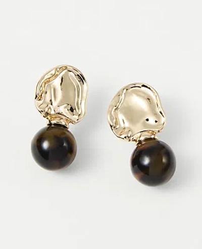 Ann Taylor Textured Stone Drop Earrings In Goldtone
