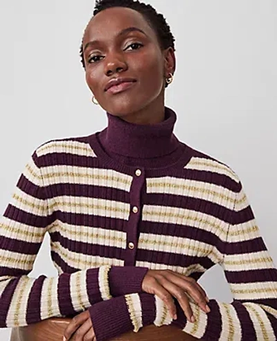 Ann Taylor Textured Stripe Cardigan In Neutral/white Combo