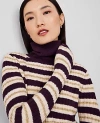 Ann Taylor Textured Stripe Turtleneck Sweater In Neutral/white Combo