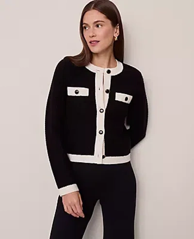 Ann Taylor Textured Sweater Jacket In Black