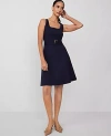 Ann Taylor The Petite Belted Flare Dress In Night Sky