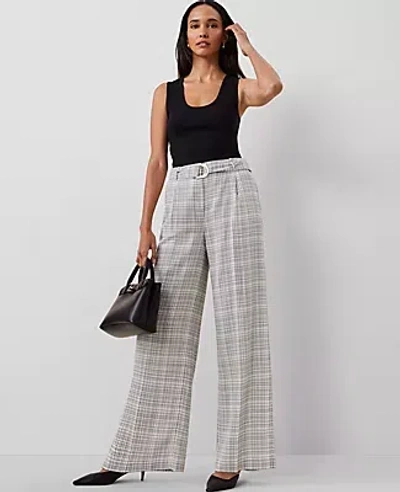 Ann Taylor The Belted Pleated Wide-leg Pant In Ivory Multi