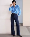 Ann Taylor The Belted Straight-leg Pant In Pure Sapphire
