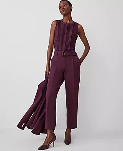 Ann Taylor The Belted Taper Pant In Plum Rose