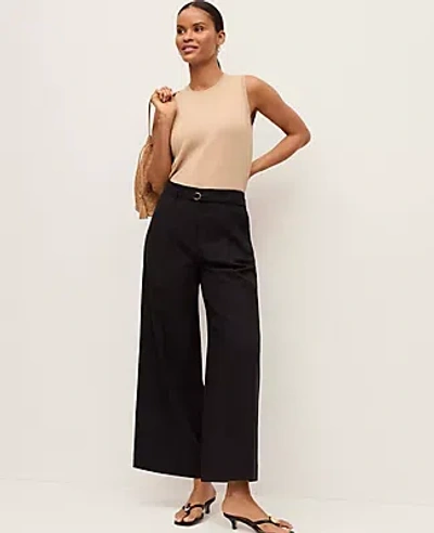 Ann Taylor The Belted Wide-leg Ankle Pant In Black