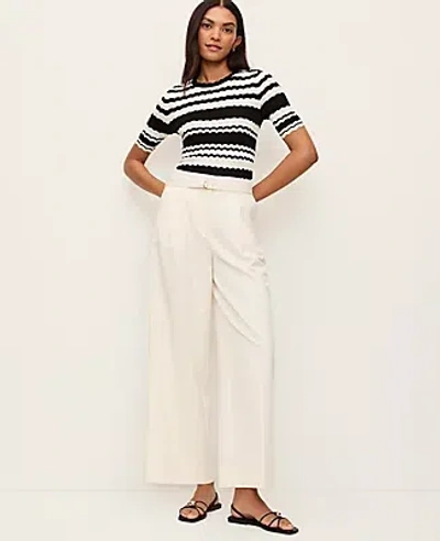 Ann Taylor The Belted Wide-leg Ankle Pant In White