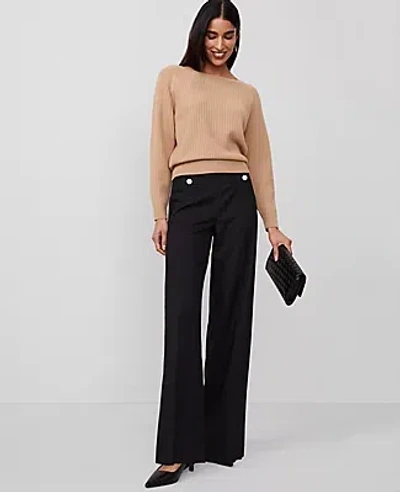 Ann Taylor The Button Trim Sailor Wide-leg Pant In Black