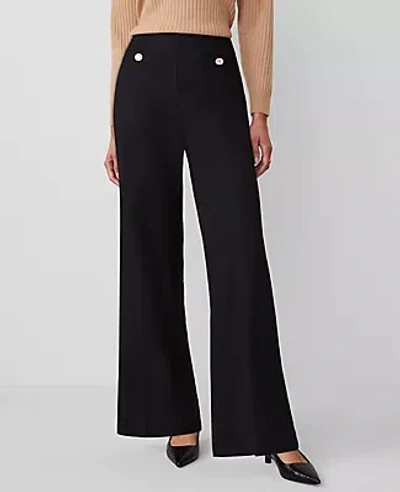 Ann Taylor The Button Trim Sailor Wide-leg Pant — Curvy Fit In Black