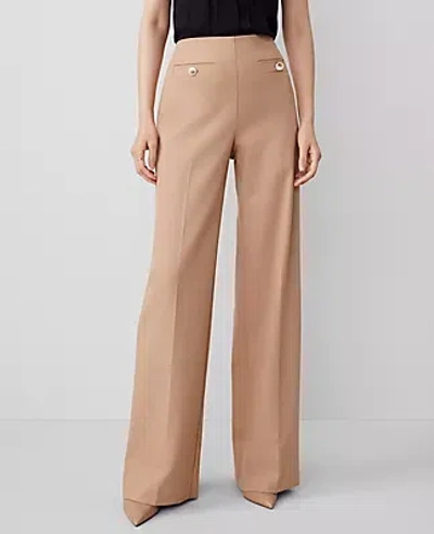 Ann Taylor The Button Trim Sailor Wide-leg Pant — Curvy Fit In Cappuccino Tan