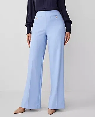 Ann Taylor The Button Trim Sailor Wide-leg Pant — Curvy Fit In Larimar Blue