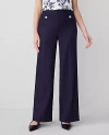Ann Taylor The Button Trim Sailor Wide-leg Pant — Curvy Fit In Night Sky